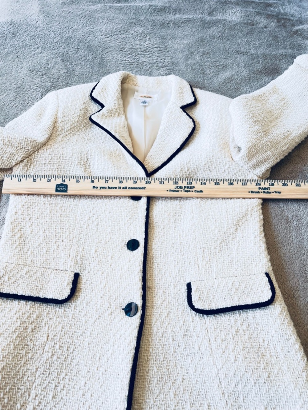 Talbots Cream Blazer Black Piping Trim Suit 8 Blazer Pencil Skirt Tween Jacket - Picture 12 of 15